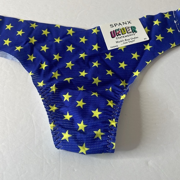 SPANX Under Statements Perforated Thong Blue Stars XS - Picture 4 of 6